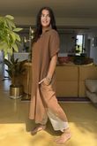 Made in Italy Paulo Pillow Cotton Shirt Dress Bronze /15 =